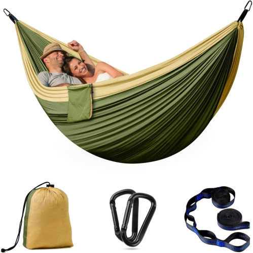 Hamac de camping portatif en nylon avec courroies d'arbre, Balançoire pour hamac Lightweigtht pour le camping, les voyages, le sac à dos, la plage,