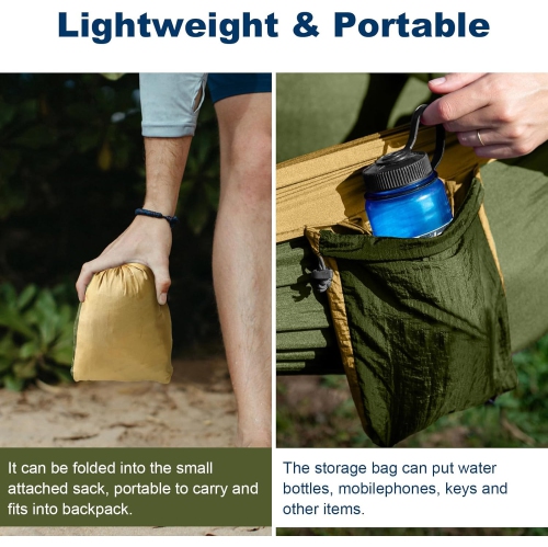 Hamac de camping portatif en nylon avec courroies d'arbre, Balançoire pour hamac Lightweigtht pour le camping, les voyages, le sac à dos, la plage,