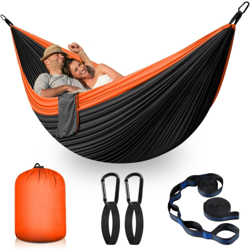 Hamac de camping portatif en nylon avec courroies d'arbre, Balançoire pour hamac Lightweigtht pour le camping, les voyages, le sac à dos, la plage,