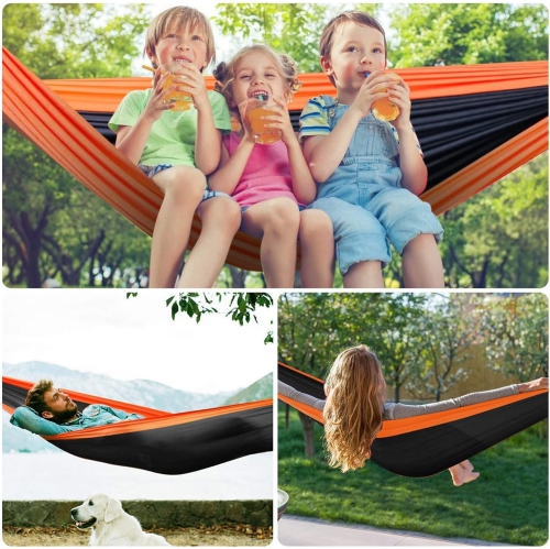 Hamac de camping portatif en nylon avec courroies d'arbre, Balançoire pour hamac Lightweigtht pour le camping, les voyages, le sac à dos, la plage,