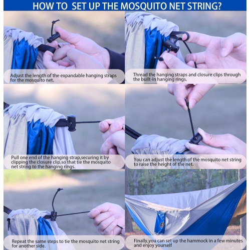 Hamac de camping, Hamac portatif en nylon léger et parachute avec courroies pour arbre, Pour le camping, le voyage, la randonnée, la randonnée, la