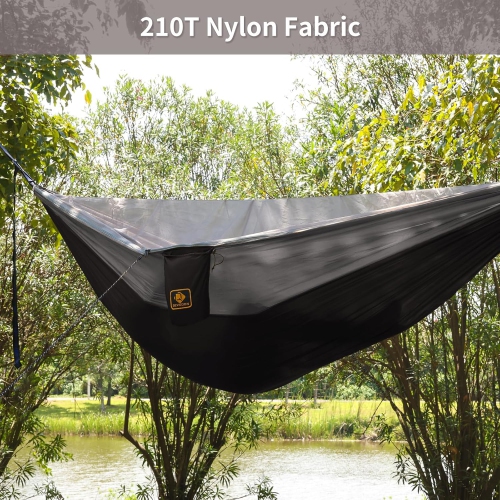 Camping Hammock, Portable Hammocks Lightweight Nylon Parachute Hammock with Tree Straps,for Camping, Travel,Hiking,Backpacking,Beach,Black&grey