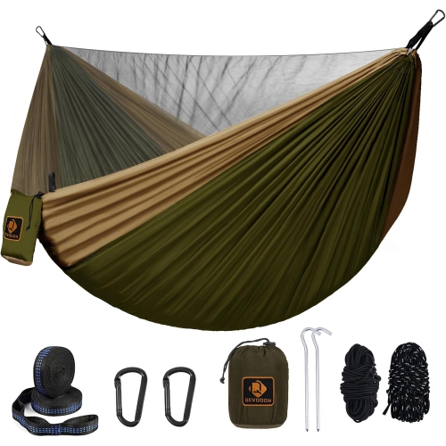 Hamac de camping, Hamac portatif en nylon léger et parachute avec courroies pour arbre, Pour le camping, le voyage, la randonnée, la randonnée, la