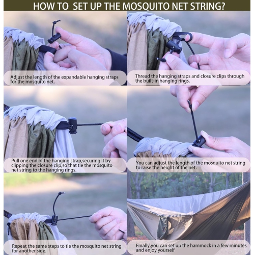 Camping Hammock, Portable Hammocks Lightweight Nylon Parachute Hammock with Tree Straps,for Camping, Travel,Hiking,Backpacking,Beach,Green&khaki