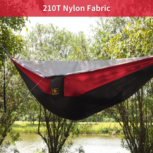 Camping Hammock, Portable Hammocks Lightweight Nylon Parachute Hammock with Tree Straps,for Camping, Travel,Hiking,Backpacking,Beach,Black&red