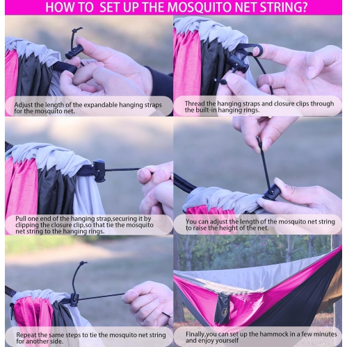 Hamac de camping, Hamac portatif en nylon léger et parachute avec courroies pour arbre, Pour le camping, les voyages, la randonnée, la randonnée, la