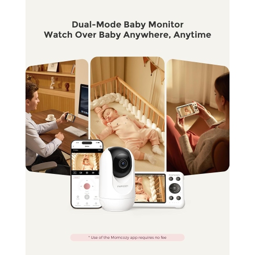 Momcozy Smart WiFi Baby Monitor with Camera and Audio, 5" 1080P Screen with Wall Mount, Motion & Cry Detection, Safe Fence, Clear Night Vision,