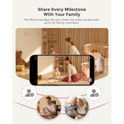 Momcozy Smart WiFi Baby Monitor with Camera and Audio, 5" 1080P Screen with Wall Mount, Motion & Cry Detection, Safe Fence, Clear Night Vision,