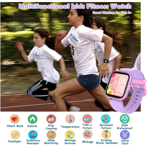 Montre intelligente pour garçons, moniteur d'activité, moniteur de fréquence cardiaque et de sommeil, podomètre, réveil, montre intelligente pour