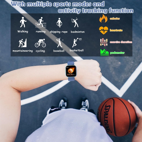 Montre intelligente pour garçons, moniteur d'activité, moniteur de fréquence cardiaque et de sommeil, podomètre, réveil, montre intelligente pour