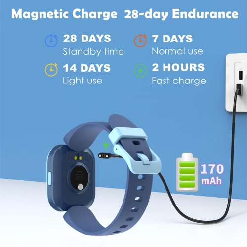 Montre intelligente pour garçons, moniteur d'activité, moniteur de fréquence cardiaque et de sommeil, podomètre, réveil, montre intelligente pour