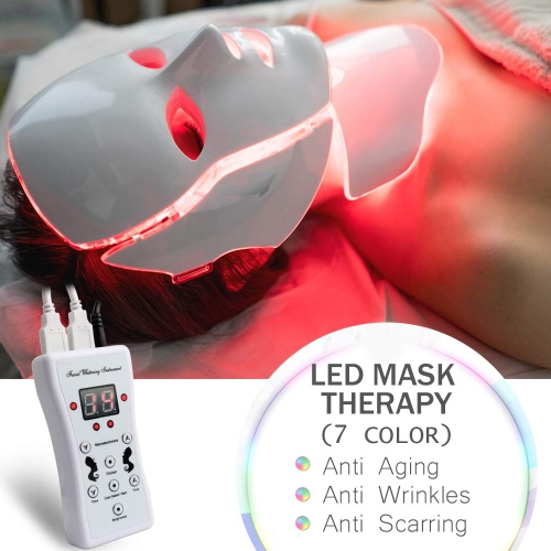 LED Light Therapy Face Mask 7-Color Skin Rejuvenation Therapy Photon Mask Facial Skin Care-White