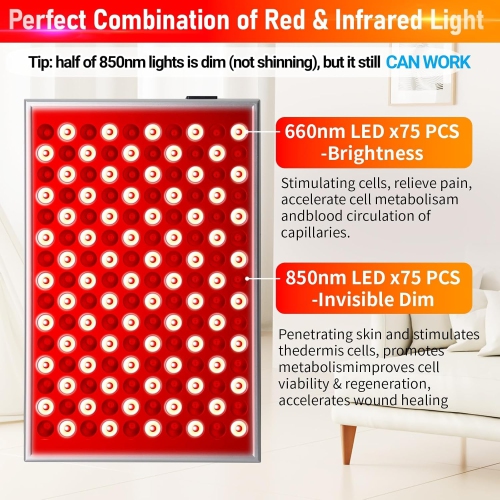 Red Light Therapy for Body Face,Red Light Therapy Lamp Panel with Stand,660nm & 850nm LED Near Infrared Light Therapy Device for Full Body Skin Muscle