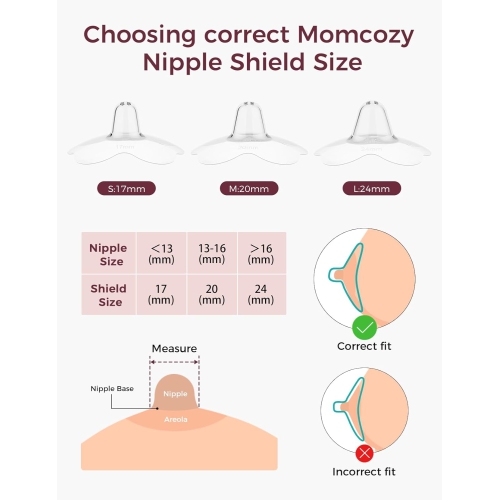 Momcozy Nipple Shield, Floral Contact Nipple Shield for Breastfeeding Moms with Flat or Inverted Nipples, Made Without BPA/BPS, 1 Pair
