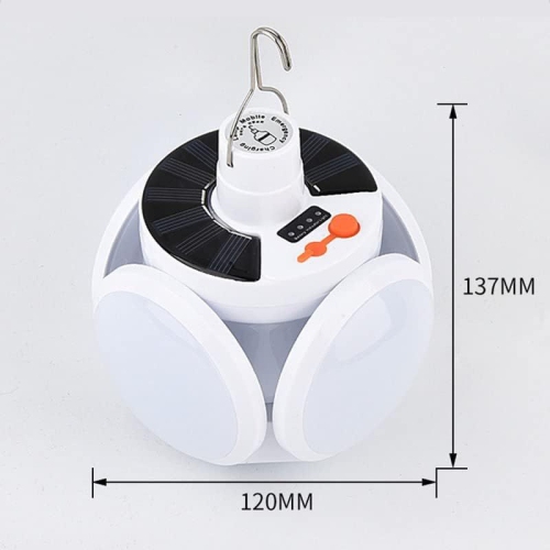 Solar Camping Lantern, Portable Tent Lamp with Hanging Hook, Folding Rechargeable USB Camping Lights for Home, Camping, Tent, Car, Emergency