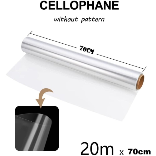 Clear Cellophane Wrap Roll, Transparent Thicken Cellophane Film Roll Gift Wrapping Roll for Gift Flower Craft Basket Packing Supplies