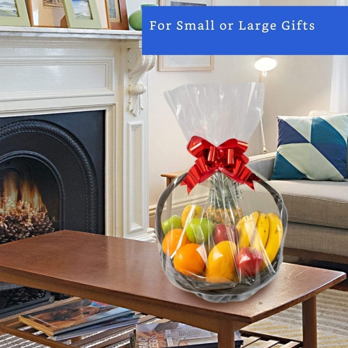 Clear Cellophane Wrap Roll, Transparent Thicken Cellophane Film Roll Gift Wrapping Roll for Gift Flower Craft Basket Packing Supplies