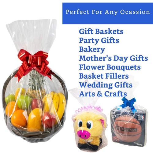 Clear Cellophane Wrap Roll, Transparent Thicken Cellophane Film Roll Gift Wrapping Roll for Gift Flower Craft Basket Packing Supplies