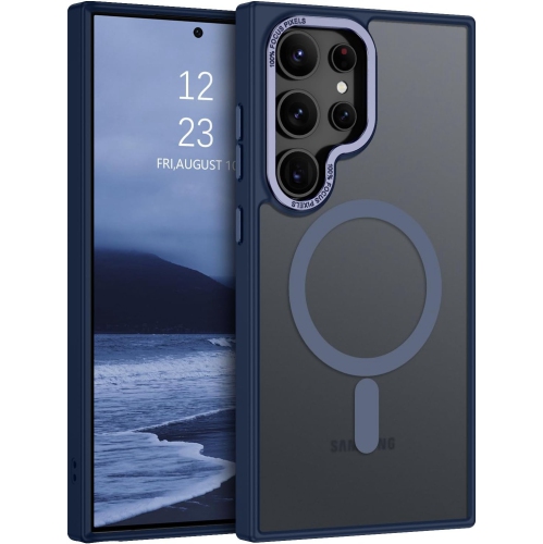 [CS] Étui magnétique en silicone mat avec MagSafe pour Samsung Galaxy S25 Ultra, bleu marine