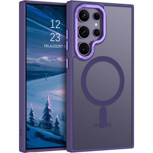 [CS] Matte Silicone Hybrid Magnetic MagSafe Case Cover for Samsung Galaxy S25 Ultra, Dark Purple