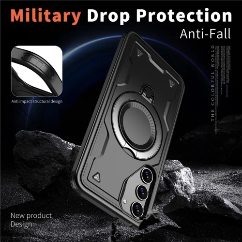 [CS] Shockproof Kickstand Magsafe Case Cover with Ring Stand for Samsung Galaxy S25 Plus / S24 Plus, Red