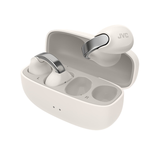 JVC - Nearphones Wireless Headphones with Charging Case and Built-in Microphone, White