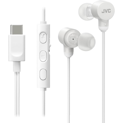 JVC - Wired In-Ear Headphones, USB-C, High Resolution, Built-in Microphone, White