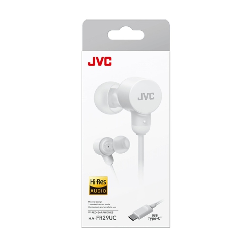 JVC - Wired In-Ear Headphones, USB-C, High Resolution, Built-in Microphone, White