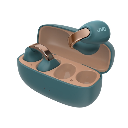 JVC - Nearphones Wireless Headphones with Charging Case and Built-in Microphone, Turquoise