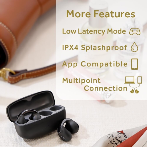 JVC - Nearphones Wireless Headphones with Charging Case and Built-in Microphone, Black