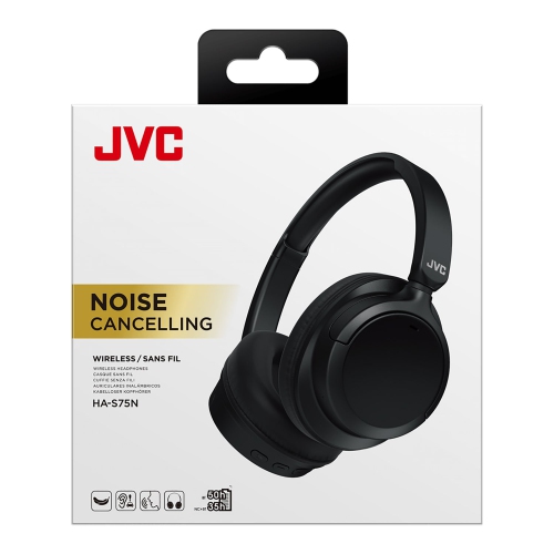JVC - Active Noise Cancelling Wireless Headphones with Built-in Microphone and Remote Control, Black