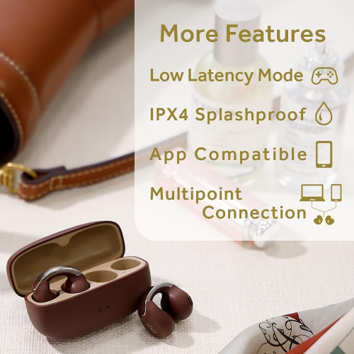 JVC – Écouteurs sans fil Nearphones avec étui de chargement et microphone intégré, bordeaux