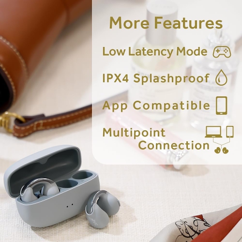 JVC – Écouteurs sans fil Nearphones avec étui de chargement et microphone intégré, gris