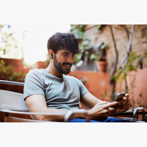 JVC – Écouteurs bouton sans fil avec étui de chargement et microphone intégré, noir