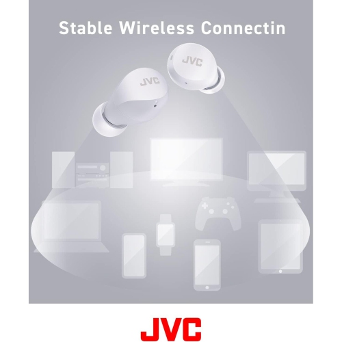 JVC - Gumy Wireless In-Ear Headphones with Charging Case and Built-in Microphone, White