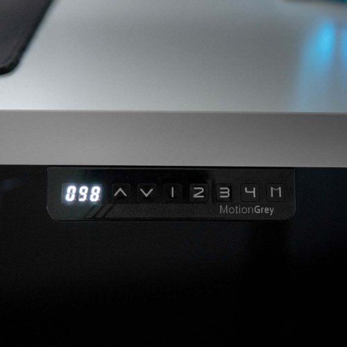 MotionGrey L Shape-Triple Motors Standing Desk with Memory Settings-71"x65" Black Oak Top Black Frame-Adjustable Sit-Stand Computer Table for Home,