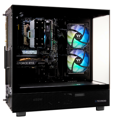TECHNOID Glass Gaming PC - GeForce RTX 5070 Ti - AMD Ryzen 7 9800X3D - 32GB DDR5 - 2TB SSD - Win 11 PRO - AI Ready - 850w 80 Plus Gold PSU - VR