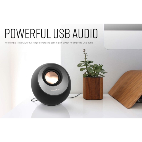 Creative Pebble 2.0 USB-Powered Desktop Speakers with Far-Field Drivers and Passive Radiators for Pcs and Laptops