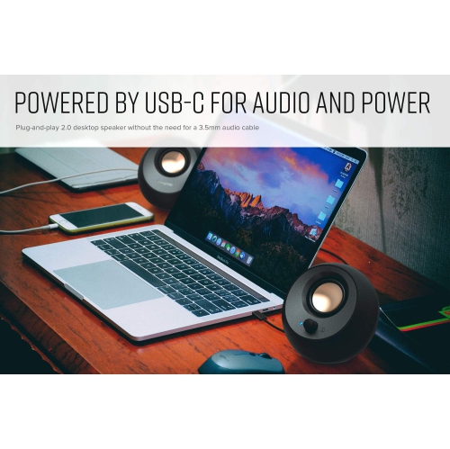 Creative Pebble 2.0 USB-Powered Desktop Speakers with Far-Field Drivers and Passive Radiators for Pcs and Laptops