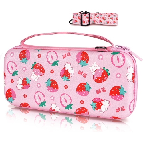 Étui de transport pour Switch & OLED, sac de voyage mignon à motif de rose intérieur avec bandoulière réglable, rose S