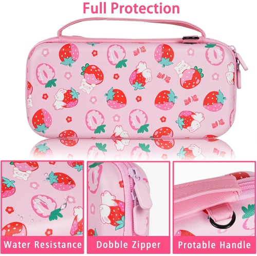 Étui de transport pour Switch & OLED, sac de voyage mignon à motif de rose intérieur avec bandoulière réglable, rose S