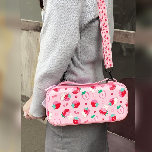 Étui de transport pour Switch & OLED, sac de voyage mignon à motif de rose intérieur avec bandoulière réglable, rose S