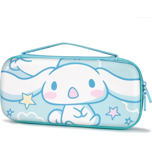 Carrying Case for Switch & OLED, Cute Travel Bag in Pretty Pattern Design of Pink Interior with an Adjustable Shoulder Strap, Blue