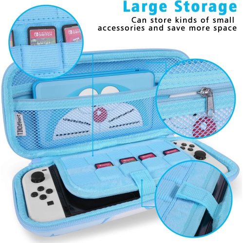 Étui de transport pour Switch & OLED, sac de voyage mignon à motif rose intérieur avec bandoulière réglable, bleu
