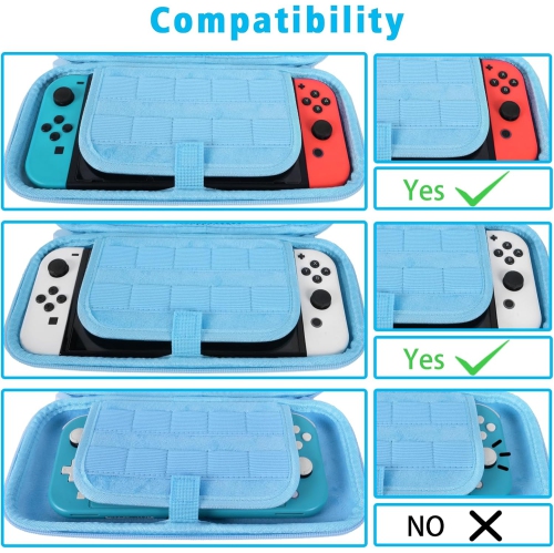 Étui de transport pour Switch & OLED, sac de voyage mignon à motif rose intérieur avec bandoulière réglable, bleu