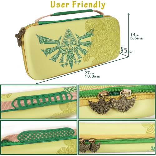 Étui de transport pour Switch & OLED, sac de voyage mignon à motif de rose intérieur avec bandoulière réglable, vert et bleu