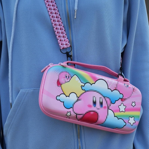 Carrying Case for Switch & OLED, Cute Travel Bag in Pretty Pattern Design of Pink Interior with an Adjustable Shoulder Strap, Pink K