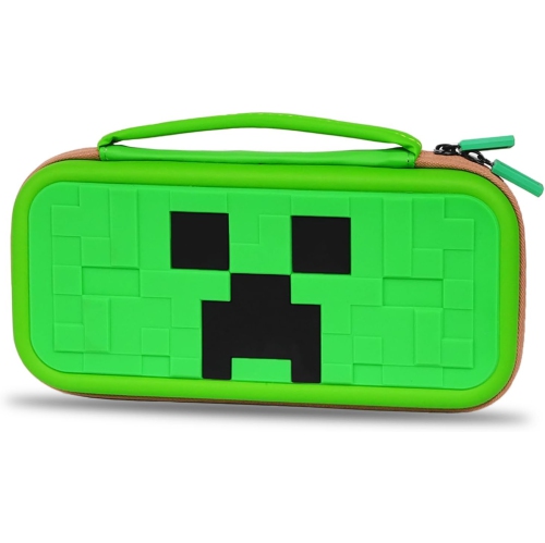 VECELOLIBILIS  Carrying Case for Switch & Oled, Cute Travel Bag In Pretty Pattern Design Of Pink Interior With An Adjustable Shoulder Strap In Green