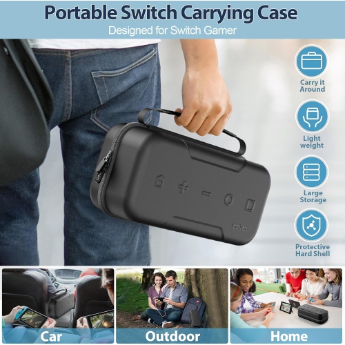 Switch Carrying Case Compatible with Nintendo Switch & Switch OLED, Portable Switch Travel Carry Case for Joy-Con and Adapter, Switch Pouch Case with