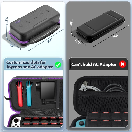 Switch Carrying Case Compatible with Nintendo Switch & Switch OLED, Portable Switch Travel Carry Case for Joy-Con and Adapter, Switch Pouch Case with